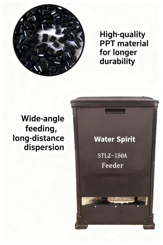 80kg Plastic Automatic Feeder 360 Square Meter Pond Coverage Timer Control System