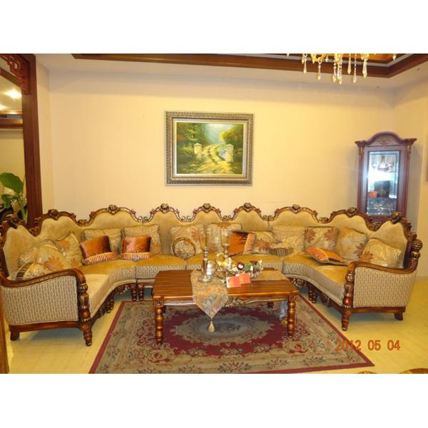 Neoclassical Living Room Velvet Corner Sofas 9 Seater U Shaped Sofa 45kg/Cbm Sponge