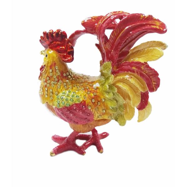 New arts and craft rooster metal jewelry box pewter  rooster trinket box  rooster decorative box