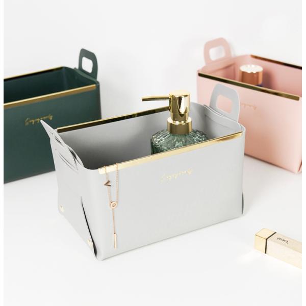 Удобные магазины складная одежда кожаная корзина для хранения Коробка для организации стола с ручкой