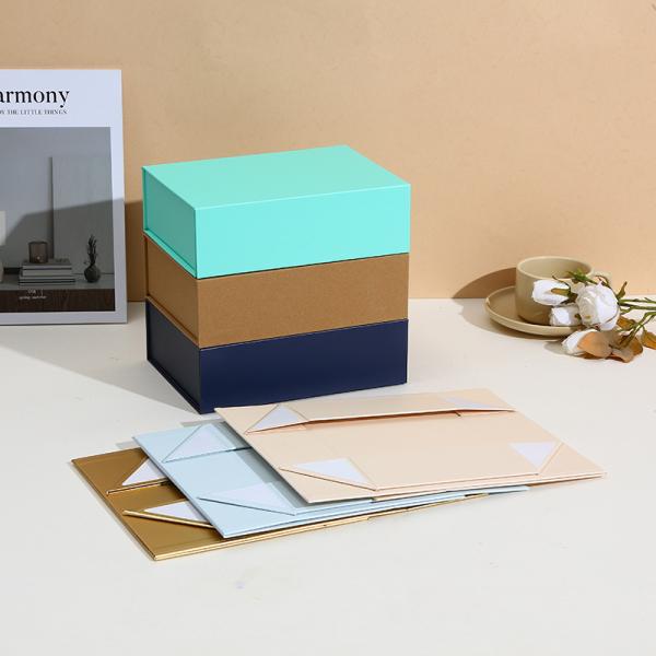 Premium Magnetic Gift Box Set Gold Luxury Packaging One Piece Foldable Design Rigid Paperboard Cosmetic Jewelry Box