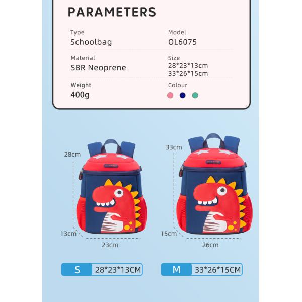 Kindergarten Waterproof Kids Backpack Mochila Dinosaur 3D Cute Cartoon Toddler Bookbag