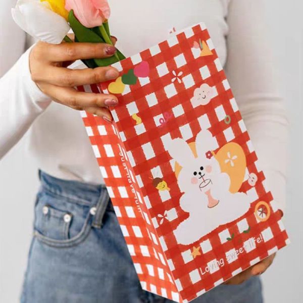 Gelebor Kraft Paper Cartoon Disposable Food Packaging Bag For Snack Nuts Candy Bread