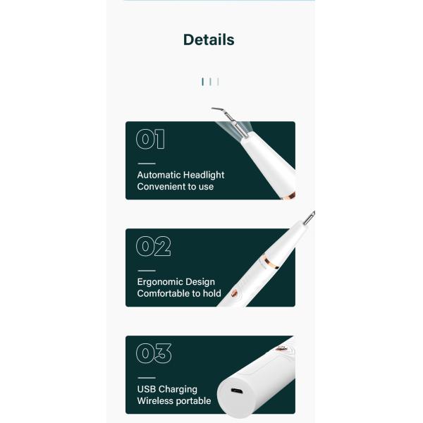 Family 40kHz Vibrating Ultrasonic Tooth Cleaner 5 Modes IPX7 165g With Steel Head