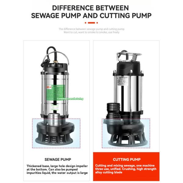 WQP Series High Lift High Flow Stainless Steel Submersible Sewage Pump Clean Water