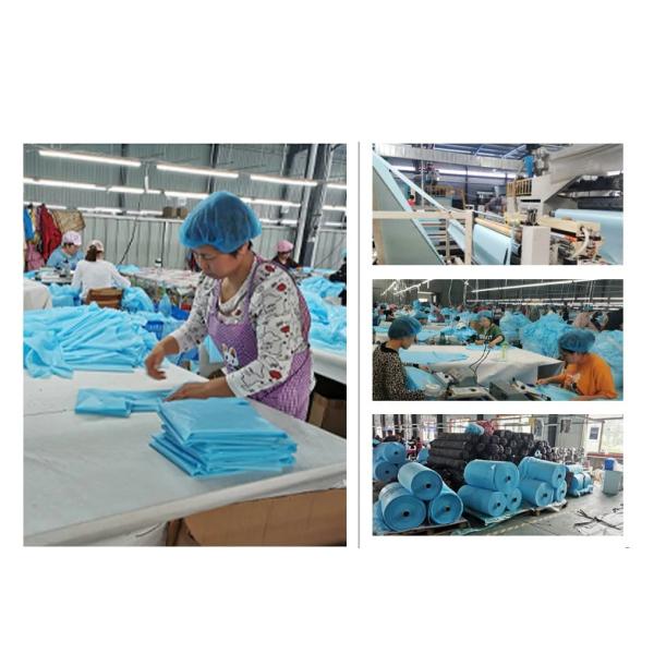 Blue Waterproof Plastic CPE Non Woven Disposable Apron / CPE Gown