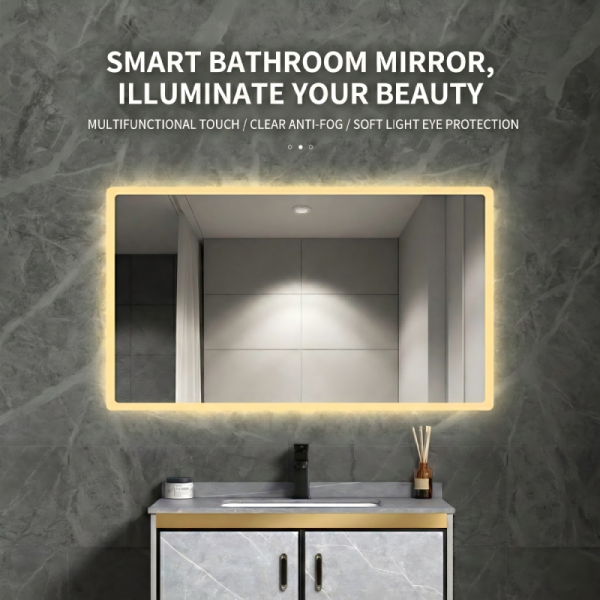 Kingstin Frameless LED Backlit Bathroom Mirror Smart Anti-Fog Human Induction Body Sensor Time Display Touch Switch Mirror
