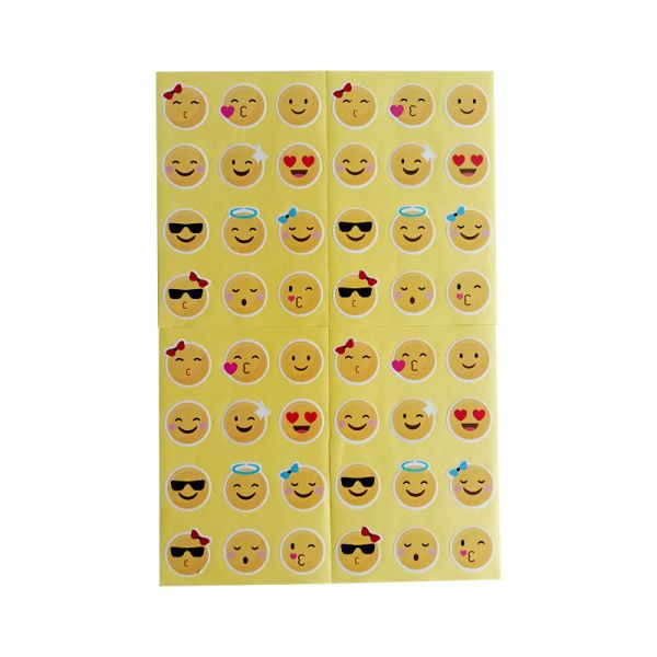 Emotional Smile Expression Adhesive Round Stickers Cute Custom Logo