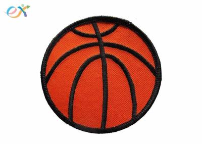 Twill Background Fabric Embroidered Sports Patches  Orange / Red Color