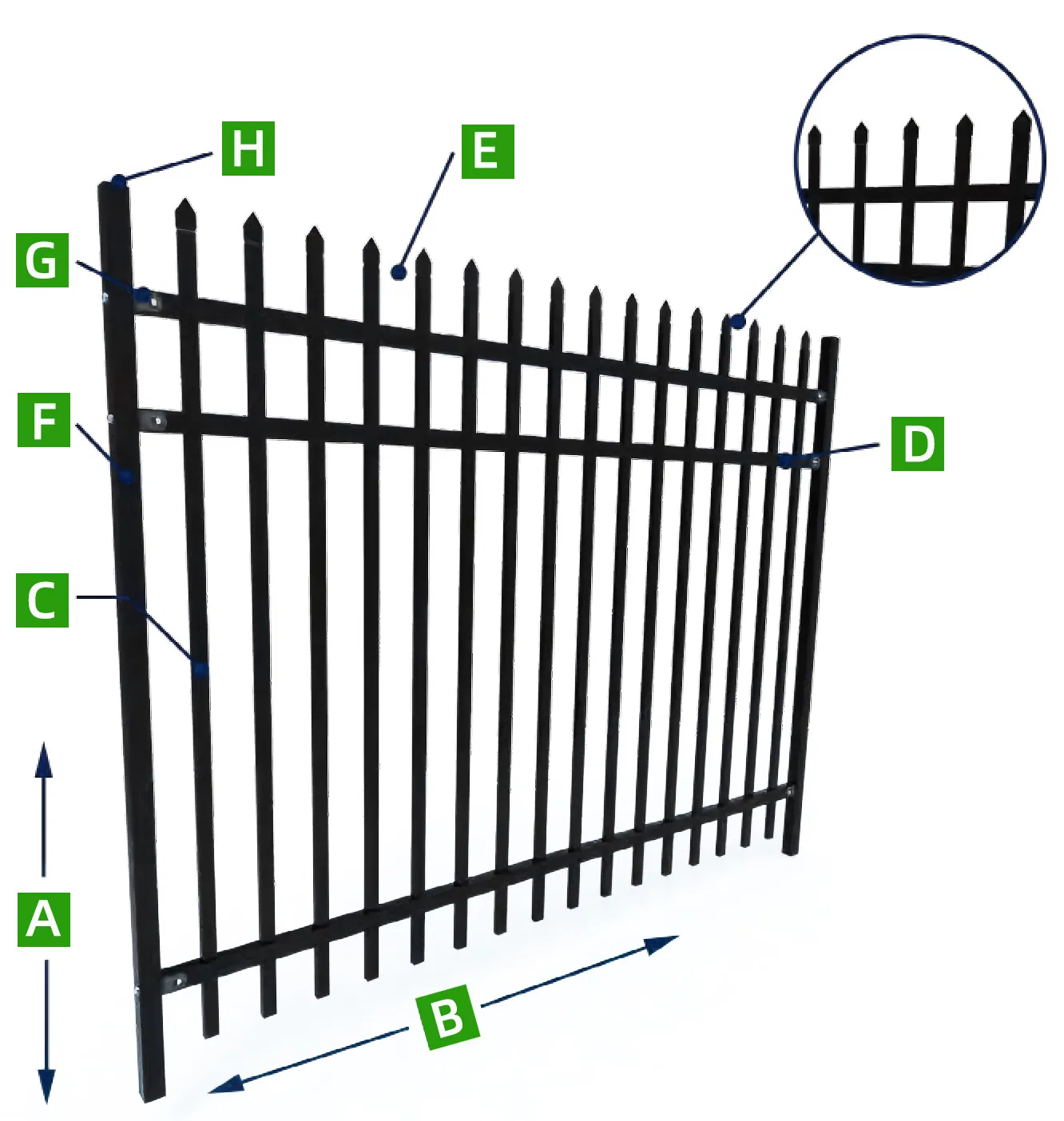 Galvanized Steel Security Fence Tubular Panels for Commercial Industrial Factory Boundary Protection System