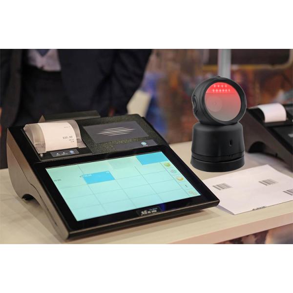 Leitor de códigos de barras 2D de alta velocidade sem mãos Escaneador de códigos de barras de escritório sem fio com base de carga