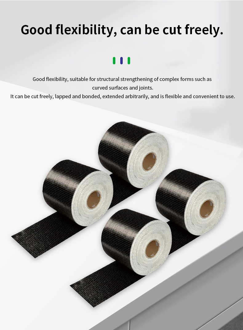 Reinforcement Carbon Fiber Cloth Roll Tape Lightweight Unidirectional Carbon Fiber Tape for Pultrusion Process Concrete Repair