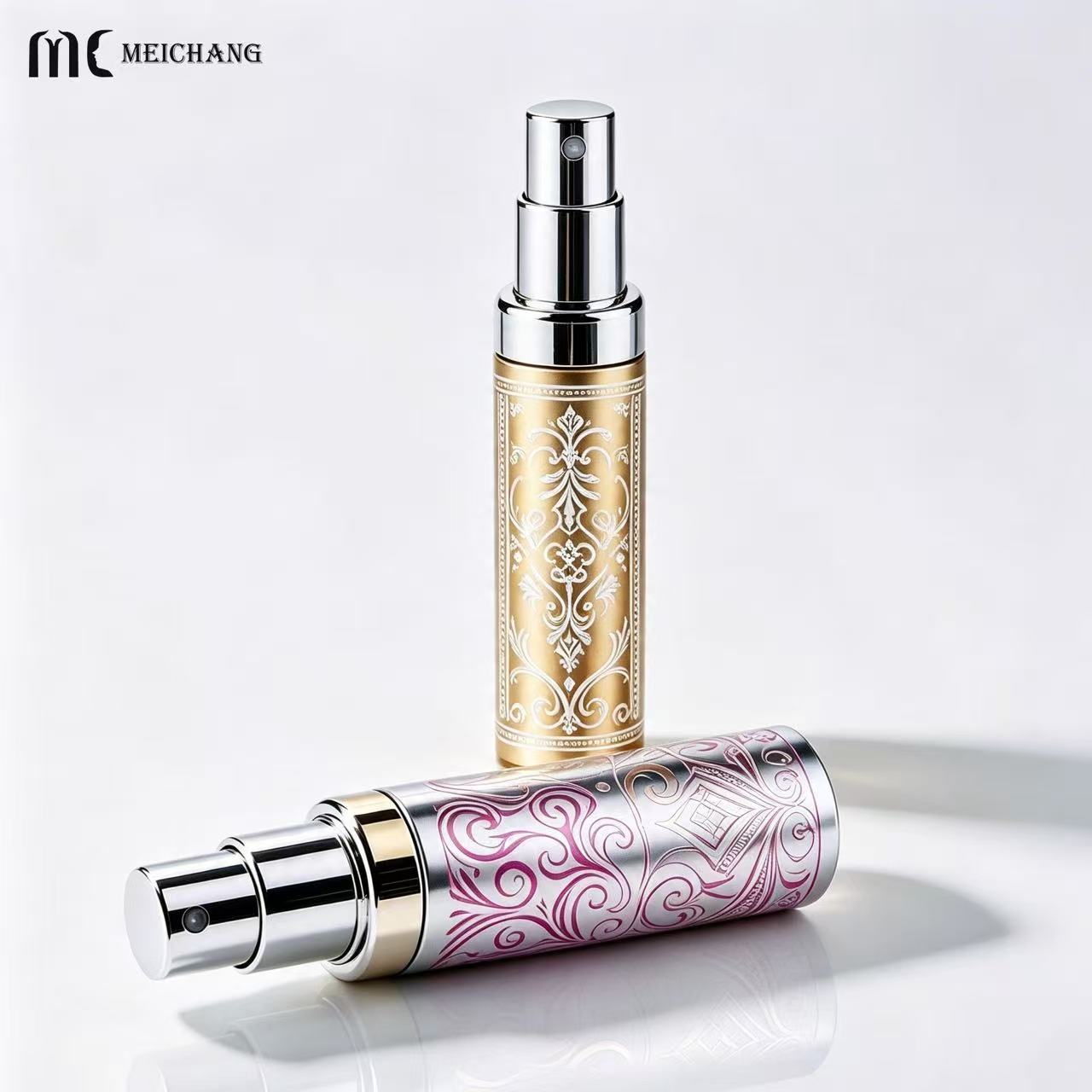 Vintage Engraved Metal Perfume Atomizer, 3ml Refillable Portable Fragrance Spray Bottle (MC-1209)
