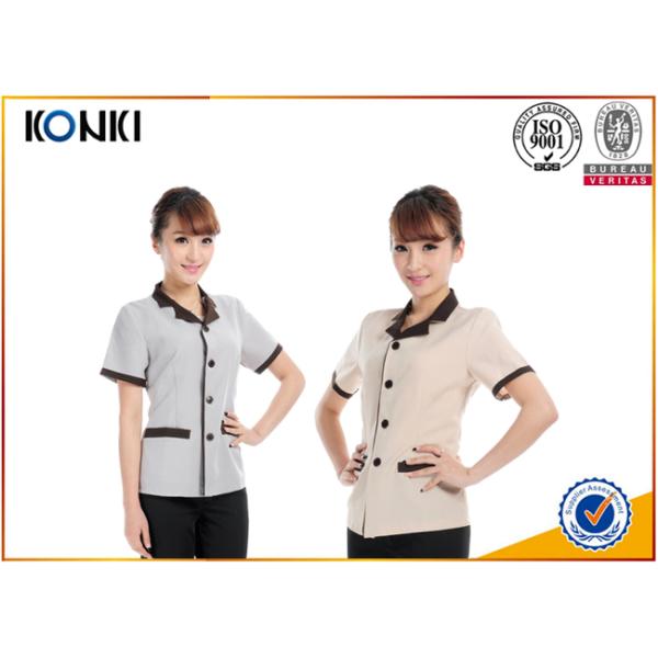 Summer Stylish Hotel Restaurant Staff Uniforms Short Sleeve With Any Size