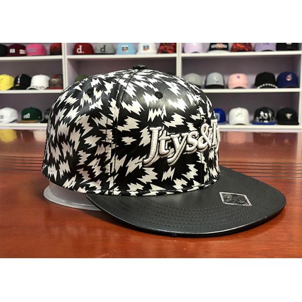 Унисекс изготовленная на заказ вышивка 6 белизны 3Д обшивает панелями спорта шляп брим Пу крышку улицы кожаного плоского городскую