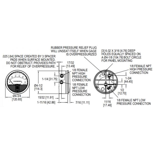 Dwyer Series 2000 Stainless Steel Magnehelic® Differential Pressure Gauge 2000-50mm