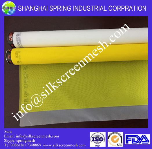 polyester silk screen printing mesh 43T,55um white/yellow monofilament mesh manufacturers