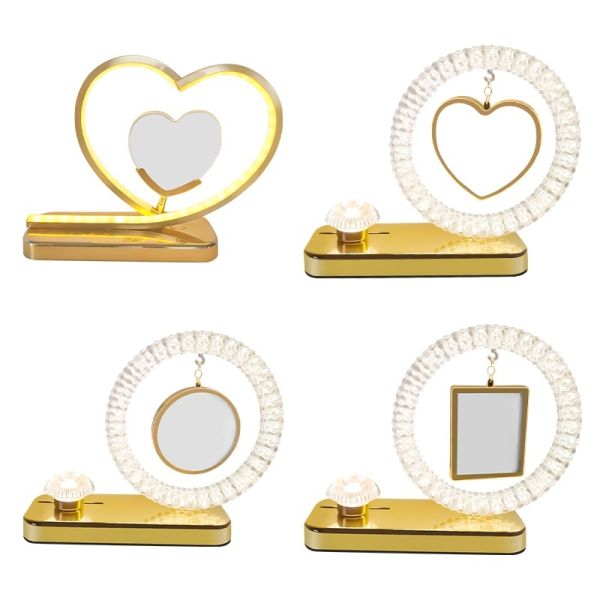 Multiple Styles Sublimation Led Table Night Lamp Blank Heart Circle Sublimation Led Night Light Photo Lamp Blank With Photo Frame