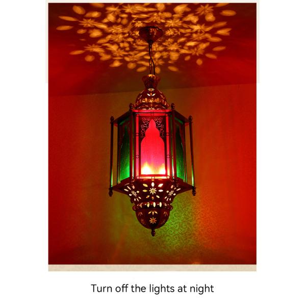 Home Stained Vintage Copper Chandelier With Hollow Art 80lm Lamp Luminous Flux