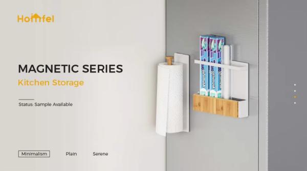 Household Magnetic Attraction Kitchen Organizer No Drilling Wall Mounted Tissue Holder Kitchen Paper Holder