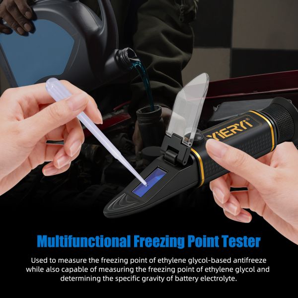 4-in-1 Multi-Fluid Hand Held Refractometer with ATC and High Accuracy ±0.2% for Glycol, Battery & Cleaning Fluids