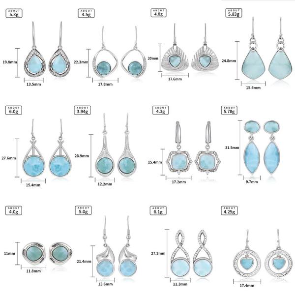 Blue 925 Silver Sterling Opal Jewelry Minimalist Stone Earring OEM