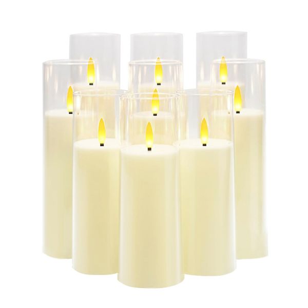 Custom LED Pillar Candle Set with Remote Control Battery Operated and 3D Flame for Home Decoration