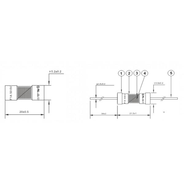 Ограничиваемое настоящее электропитания взрывателя 100mA-20A трубки патрона 5x20mm керамическое