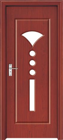 Solid Core Interior PVC Wood Doors From China Manufacturing, with clear tempered glass