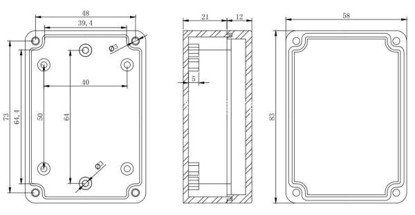 caixa de junção plástica do reboque do ABS Ip65 de 83*58*33mm no tamanho pequeno