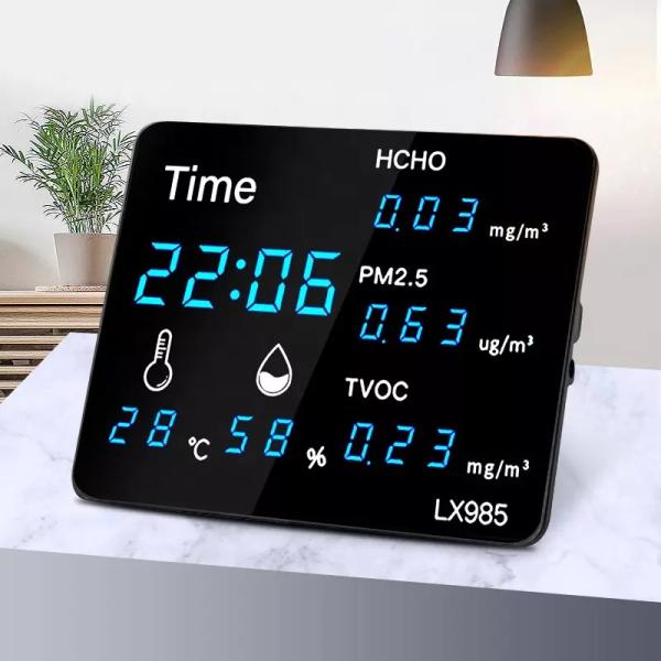 LX985A Humity Thermometer with Formaldehyde TVOC PM2.5 Detection Digital Humidity Temperature Display for Air Quality Monitoring