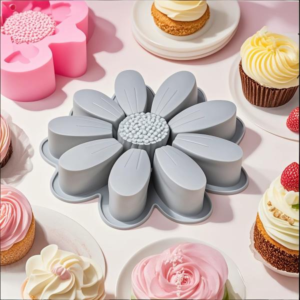Silicone Large Flower Cake Mould For Chocolate Jello Candy Silicone Baking Molds For Cakes,9 Inch Non-Stick Fluted Tube Cake Pans Round Baking Molds For Cheese Cake,Chocolate Cake, Rainbow Cakes