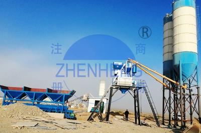 HZS75 Stationary Concrete Batching Plant With 2 * 30kw High Mixing Intensity Concrete Mixer