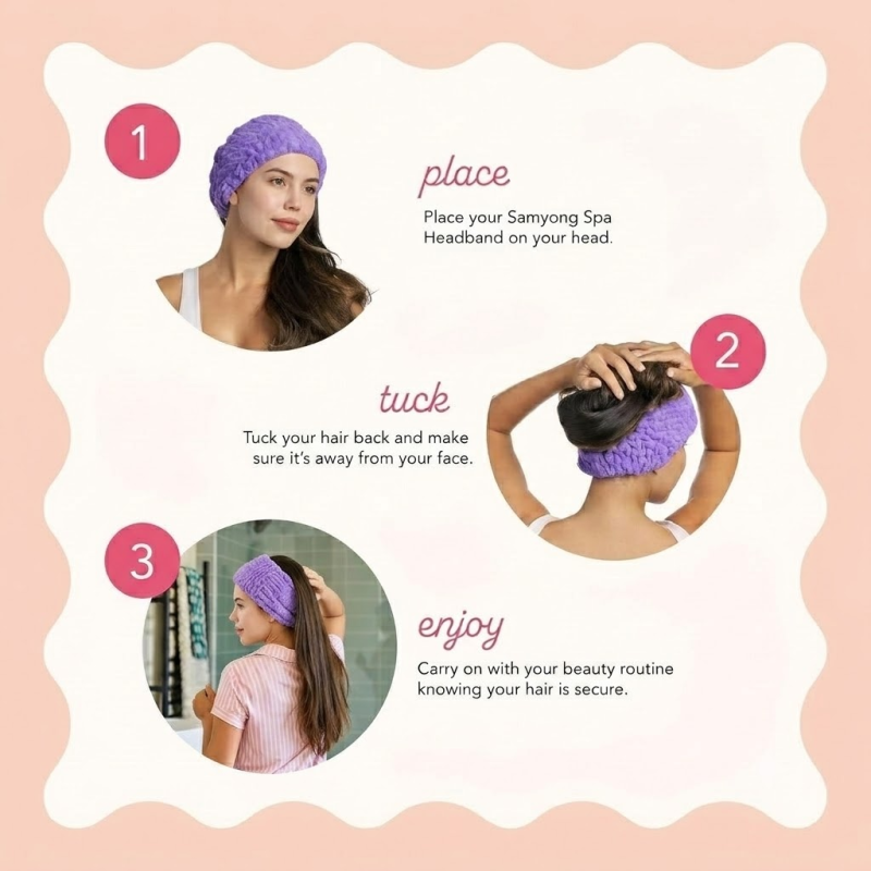 17x18cm 58g/Pc Stretchy Microfiber Spa Headband Ultra Soft Super Absorbent