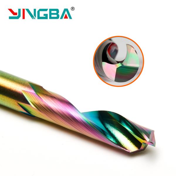 Wholesale Price Colorful Coated Profiling  Single Flute Spiral Drill Bit Tungsten Carbide End Mill Cutting Tools  for Aluminum