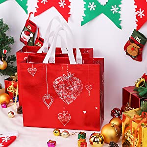 Glossy Glitter Durable Reusable Grocery Bag Tote Bag Handles Bag,Medium Non-woven Fashionable Present Bag Gift Bag,Goodi