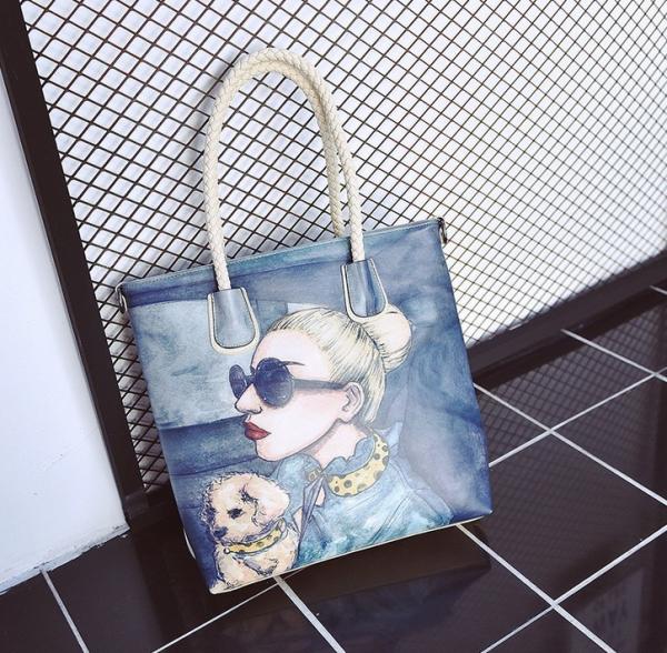 2016 new European and American star woven handbag trend shoulder diagonal female