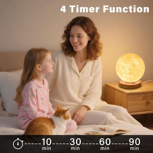 Customizable 24W LED Moon Light with 6000K Daylight Alert and Remote Control