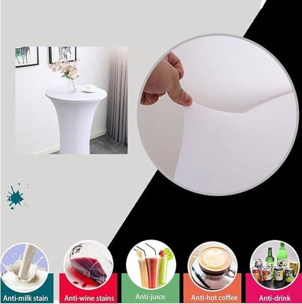White Spandex Stretch Cocktail Table Covers 4pc 32x43 inch Round