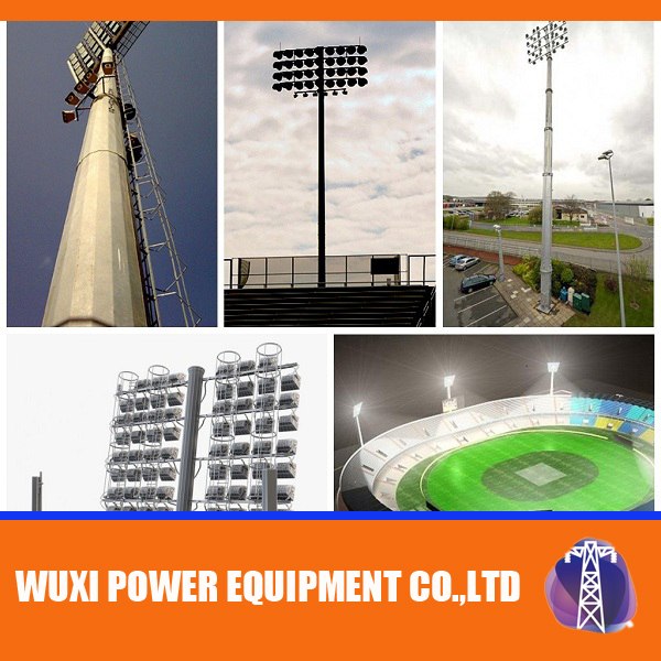 30m Q345 customized galvanized High Mast Pole with lifting systems