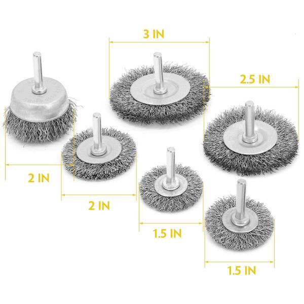 Steel Wire 1.5in Wire Wheel Cup Brush For Drill 1/4In Round Shank
