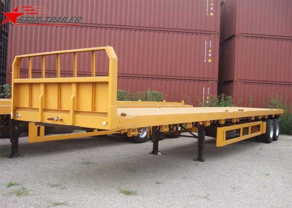 2- Axis 40 Foot Flat Deck Semi Trailer Baffle 8 Tires 13T FUWA Axles In Yellow