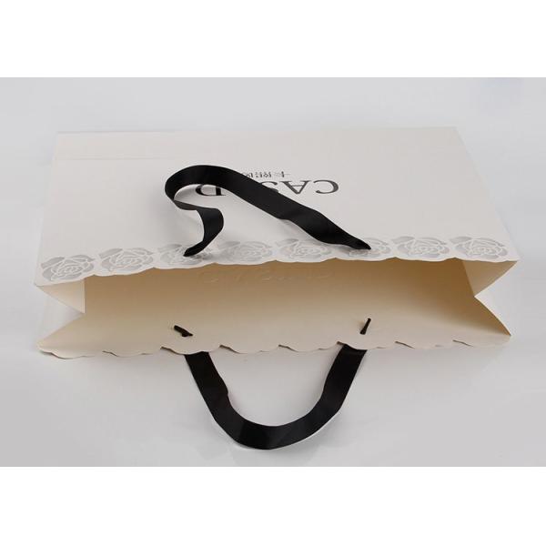 Laser Cut Printing Personalised Paper Bags , Grosgrain Ribbon Plain Gift Bags