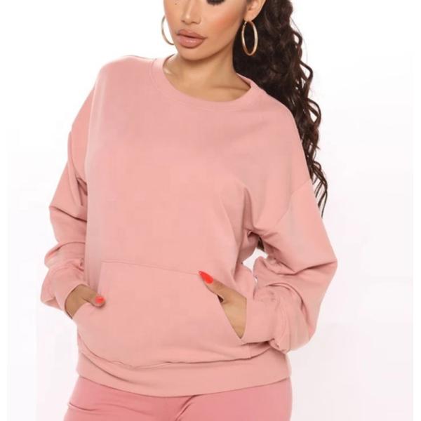 Шея экипажа упала рукав плеч сверхразмерная пустая равнина покрасила фуфайки для женщин