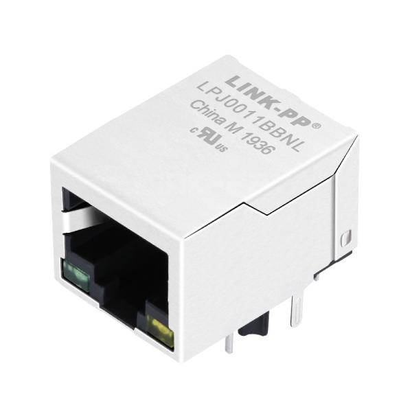 Bothhand LU1S041F-43LF Compatible LINK-PP LPJ0011BBNL 10/100 Base-T Industrial RJ45 Mag Jack Single Port Tab Down Green/Yellow Led