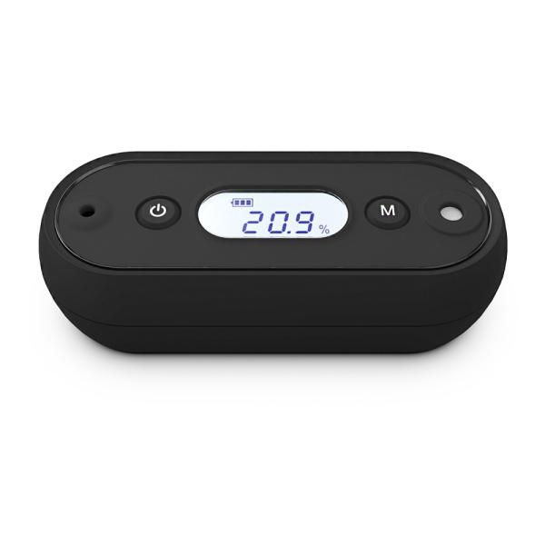 Detector de gas de oxígeno portátil de alta precisión. Batería de 9 V, pantalla LCD y registrador de datos con alarma de luz para actividades al aire libre.