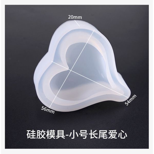 Crystal dropper mold DIY jewelry long tail heart high brightness three types of heart silicone molds, large, medium and small