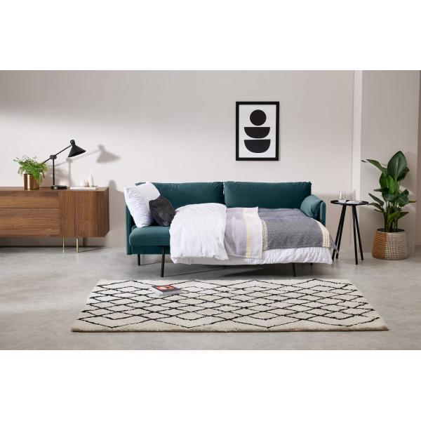 Blue Velvet High Density Foam Upholstery Hotel Sofa Bed Extend Space