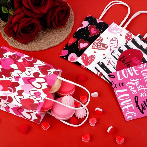 Custom Color Accepted 2024 Valentine's Day Love Shopping Kraft Paper Bags with Handle