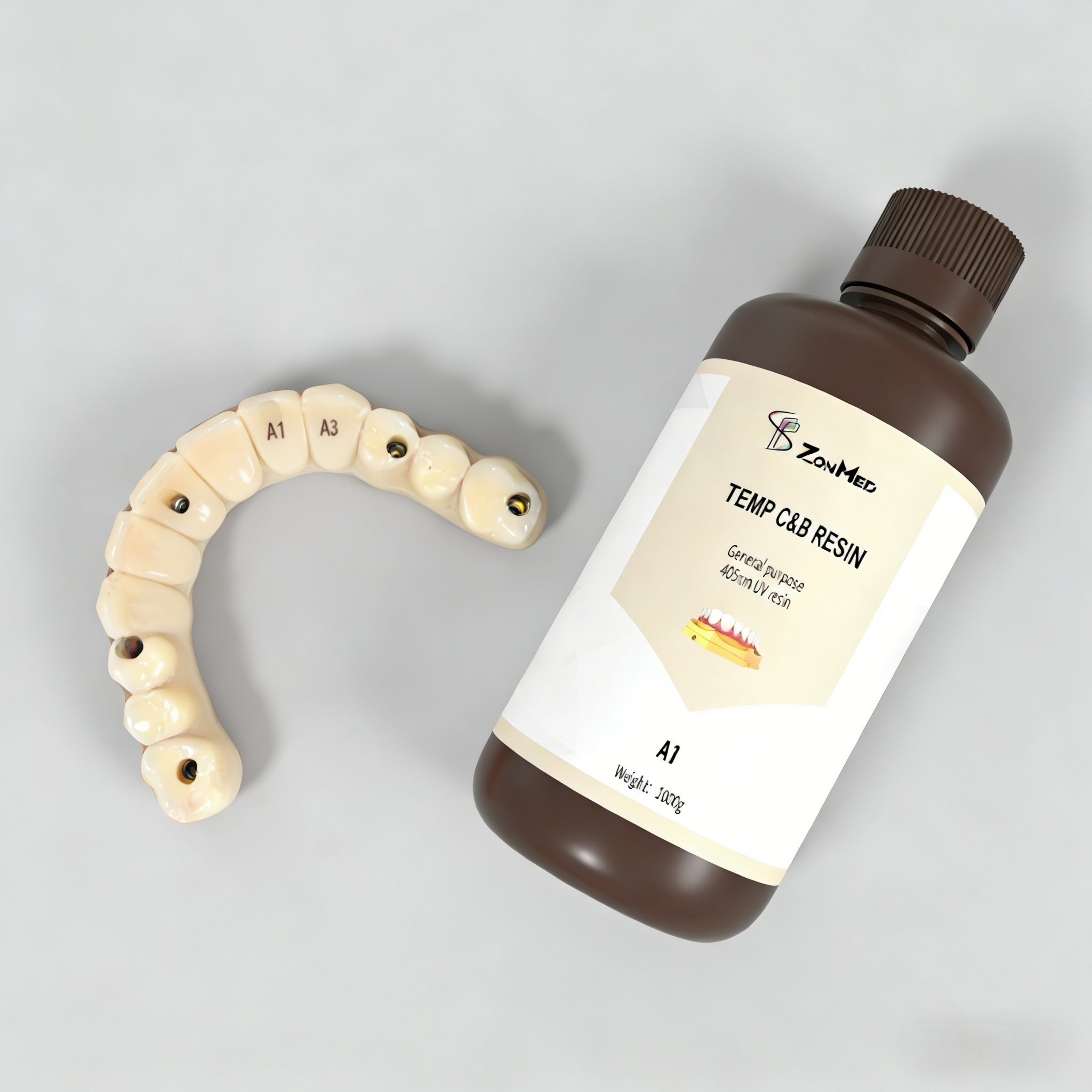 Methacrylate-based Resin Temp C B Resin Suitable for Regular DLP Printer and LCD Printer Providing 2-3 Minutes Workingtime Ensuring Temporary Dental Restorations
